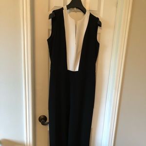 BCBG maxazria black and white jumpsuit